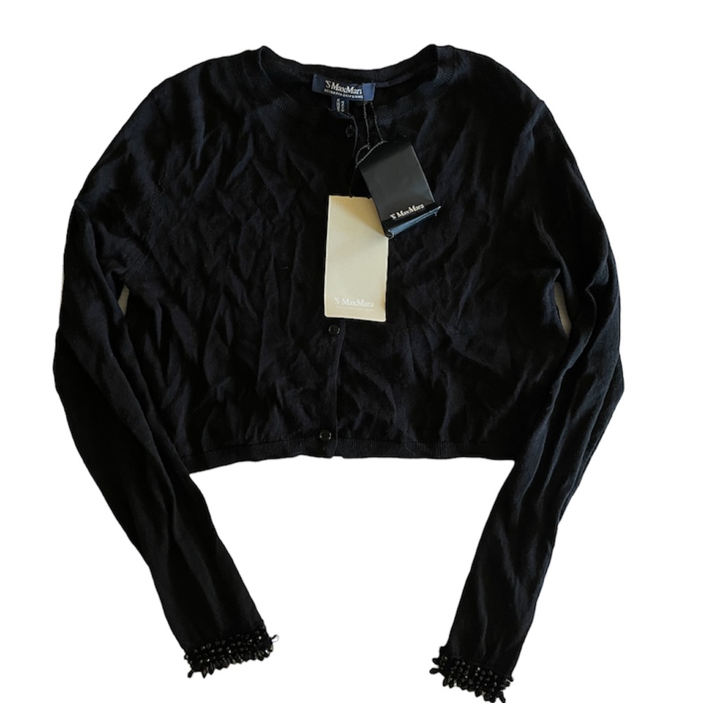 S’Max Mara Cropped Wool Silk Cashmere Cropped Cardigan NWT Small $525